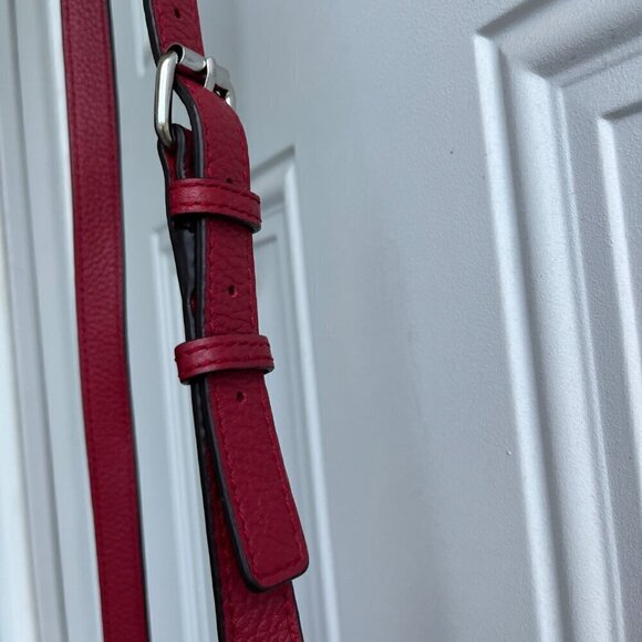 Rebecca Minkoff Crossbody Saddle Bag Pebble Leather Whip Stitch Detail Burgundy - Picture 9 of 16